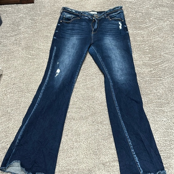 Kancan High Rise Frayed Hem Flares - Picture 1 of 4